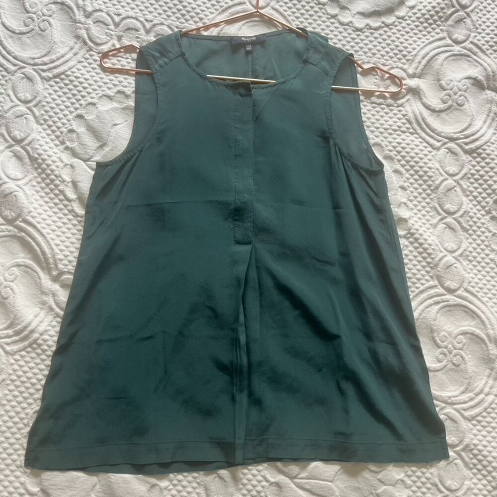 Madewell 100% Silk Composition Sleeveless Top - Green / Blue / Teal - Size XXS